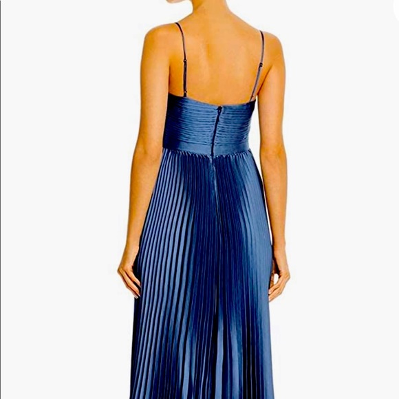 open lace back dress Bcbgmaxazria Womens Evening Dress Faux Wrap Double V - Poseidon
